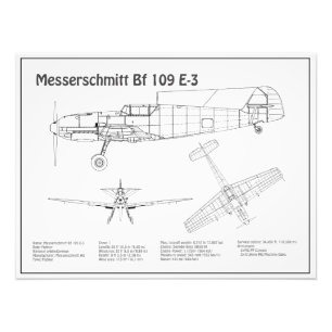 Messerschmitt Bf 109 - Flugzeug-Blueprint BD Fotodruck