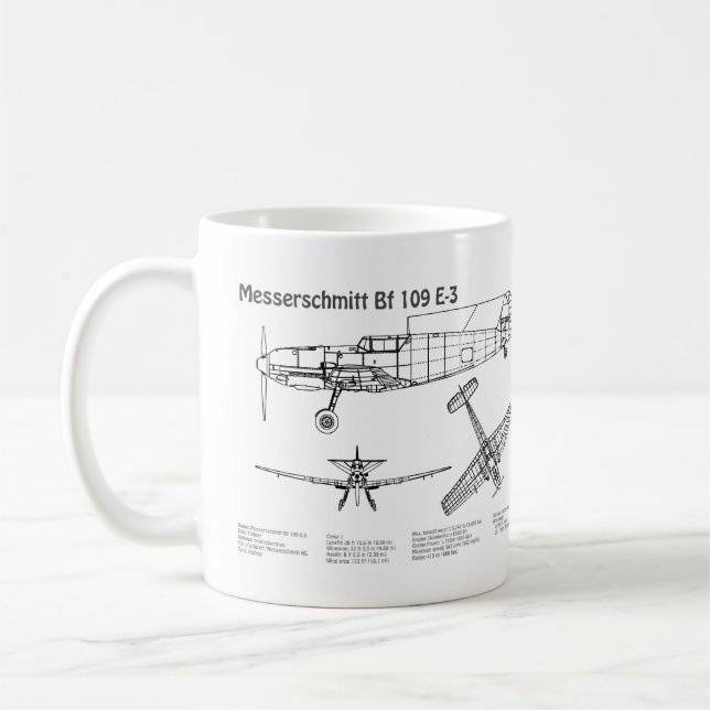 Messerschmitt Bf 109 - Flugzeug-Blueprint BD Kaffeetasse (Links)