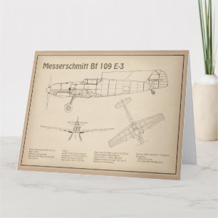 Messerschmitt Bf 109 - Flugzeug Blueprint SD Dankeskarte