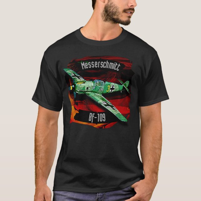 Messerschmitt BF-109 Luftwaffe Fighter Flugzeug T-Shirt (Vorderseite)