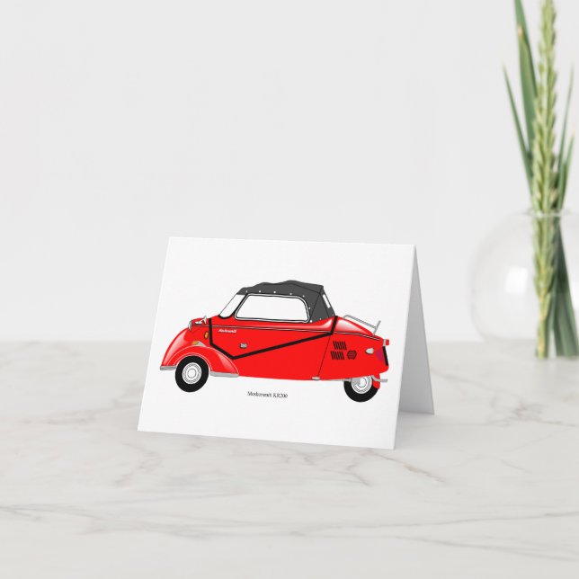 Messerschmitt KR200 Bubble Car Grußkarte. Dankeskarte (Vorderseite)