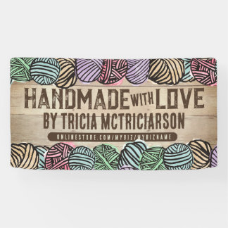 Messestand für Strickwaren aus Garn Banner