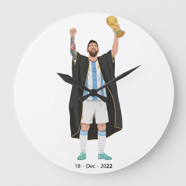 Messi Weltmeister  Große Wanduhr (Vorderseite)