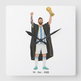 Messi World Cup Champion  Quadratische Wanduhr