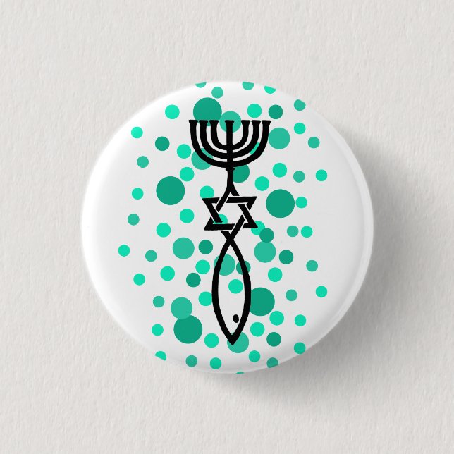 Messianisches Symbol mit Aqua-Punkten Button (Vorderseite)