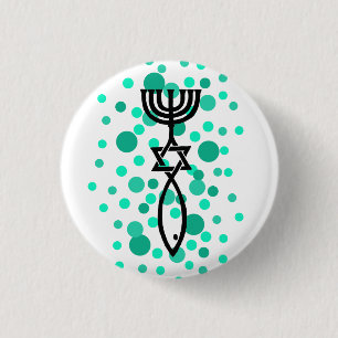 Messianisches Symbol mit Aqua-Punkten Button