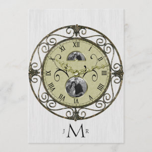 Messing-Uhr 1. Hochzeitstag-Jubiläum Einladung