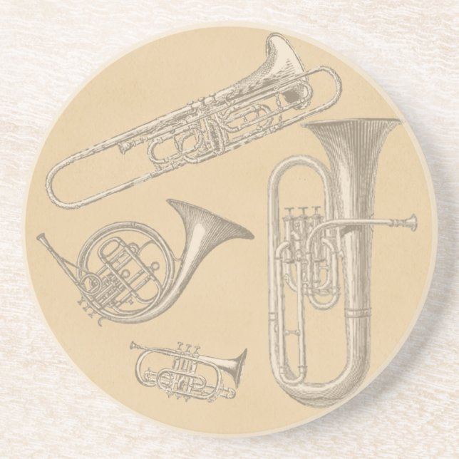 Messinginstrument-Vintage Zeichnungen Untersetzer (Vorne)