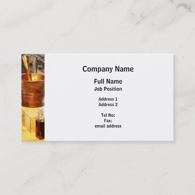 Messingmörser und Stampfe Visitenkarte (Vorderseite)