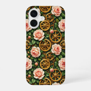 Messingzahnräder und Rosen iPhone 16 Hülle
