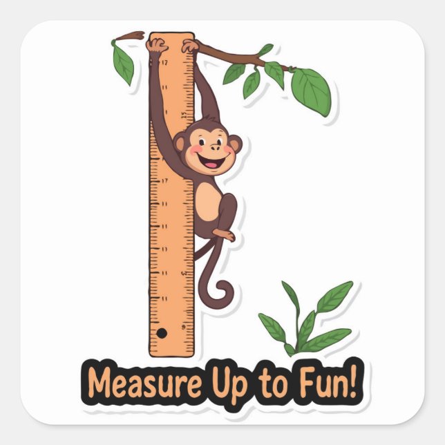 Messung bis zum Spaß des Affen-Reglers zurück zur  Quadratischer Aufkleber (Vorderseite)