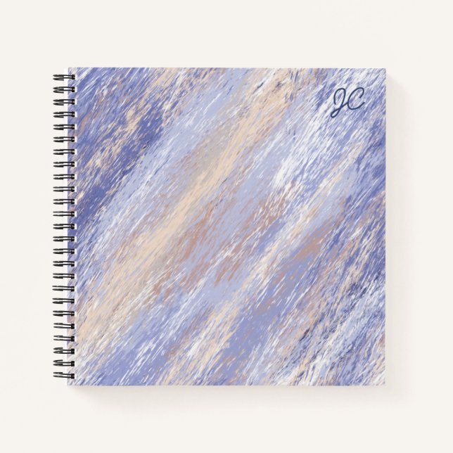 Messy Abstrakt Blue und Beige Paint Strokes Notizbuch (Vorderseite)