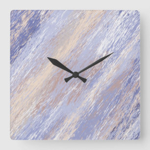Messy Abstrakt Blue und Beige Paint Strokes Quadratische Wanduhr