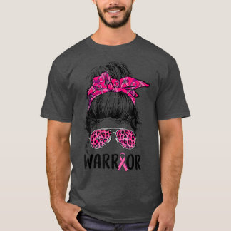 Messy-Brillen tragen rosa Krieger-Brustkrebs T-Shirt