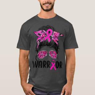 Messy-Brillen tragen rosa Krieger-Brustkrebs T-Shirt