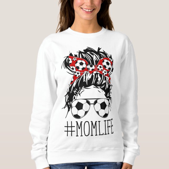 Messy Bun Bandana Haare Tragen Fußball Sonnenbrill Sweatshirt (Vorderseite)