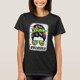 Messy Bun Bandana Mommy Unterstützende Frauen Auti T-Shirt