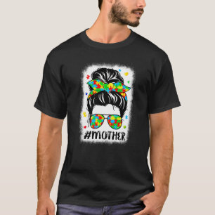 Messy Bun Bandana Mutter Unterstützende Autismus F T-Shirt