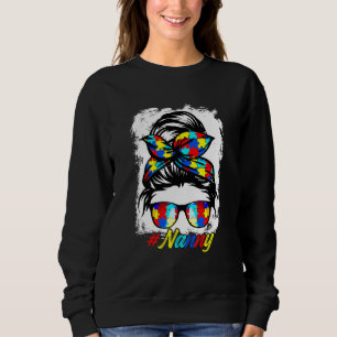 Messy Bun Bandana Nanny Ladys Girls Women Autismus Sweatshirt