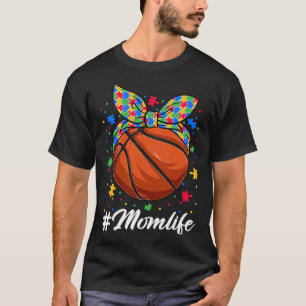 Messy Bun Basketball Ball Puzzle Mama Autismus A T-Shirt
