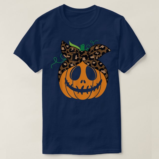 Messy Bun Beängstigend Squash Carved Pumpkin Face  T-Shirt (Design vorne)