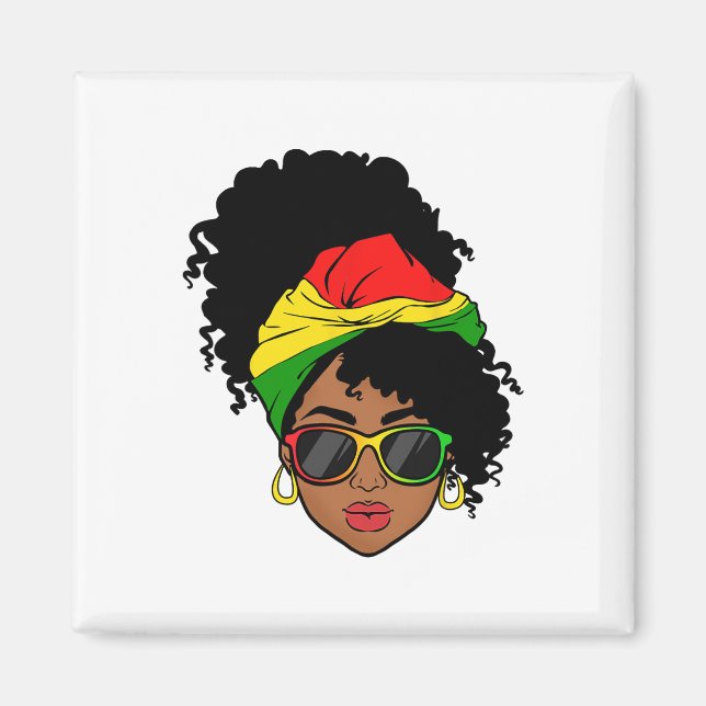Messy Bun Black History Mont Shirts African Ameri Magnet (Vorne)