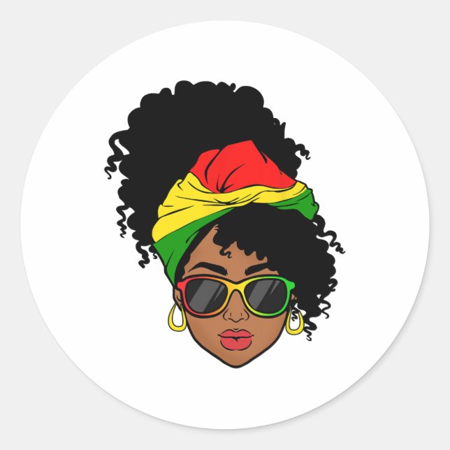Messy Bun Black History Mont Shirts African Ameri Runder Aufkleber (Vorderseite)