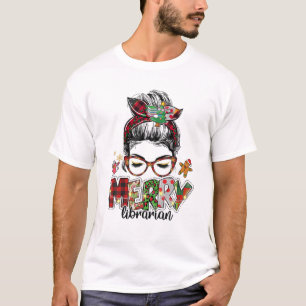 Messy Bun Christmas Tree Librarian Xmas Weihnachte T-Shirt