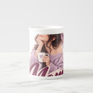 Messy Bun Coffee Mom — Cozy Mom Leben Ästhetik Prozellantasse