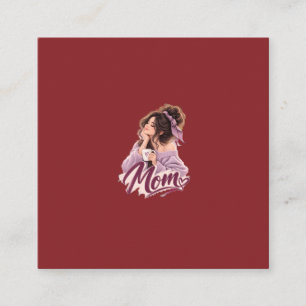 Messy Bun Coffee Mom — Cozy Mom Leben Ästhetik Quadratische Visitenkarte