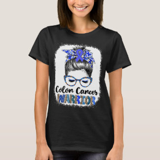 Messy Bun Colon Cancer Warrior T-Shirt