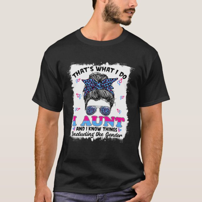 Messy Bun Cute Auntie Keeper Of The Gender Reveal  T-Shirt (Vorderseite)