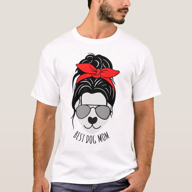 Messy Bun DOG MAMA T - Shirt (Vorderseite)