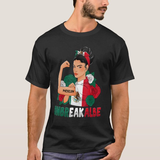 Messy Bun Girl Mexico Flag Mexikanischer Stolz für T-Shirt (Vorderseite)