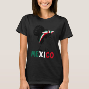 Messy Bun Girl Mexikanische Flagge Mexiko für Mädc T-Shirt
