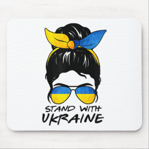 Messy Bun Girl Ukraine Ich stehe hinter der Ukrain Mousepad