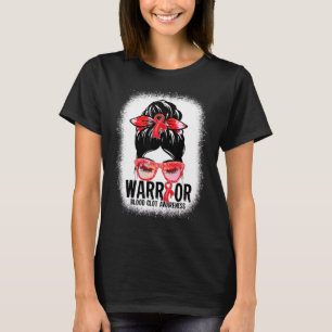 Messy Bun Glasses Red Ribbon Blood Clot Krieger T-Shirt
