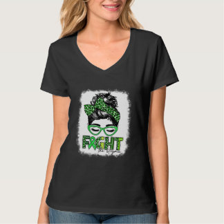 Messy Bun Green Fight The Stigma Mental Health Awa T-Shirt