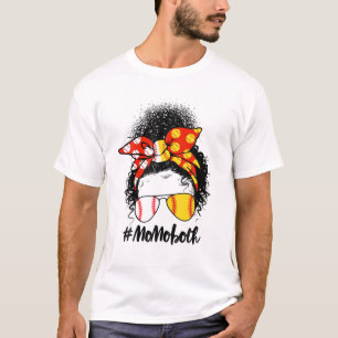 Messy Bun Hair African Afro Mama beider Softball B T-Shirt