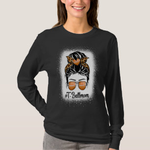 Messy Bun Hair Ball Mama Football Mother Day Woma T-Shirt