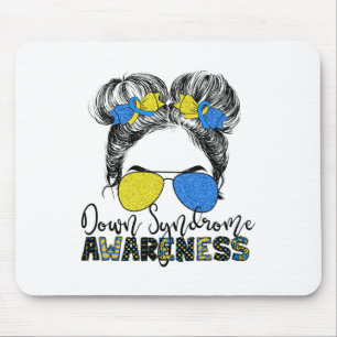 Messy Bun Hair Down Syndrome Awareness Girl Kid Mousepad