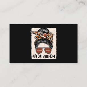 Messy Bun Hair Football Mama Happy Mors Day Leopar Visitenkarte