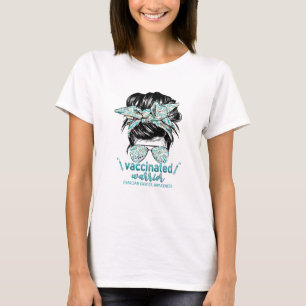 Messy Bun Hair geimpfter Krieger Ovarialkrebs T-Shirt