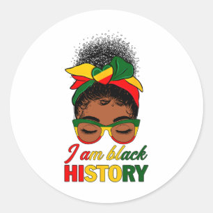 Messy Bun Hair I Bin Black History African America Runder Aufkleber