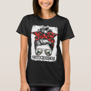 Messy Bun Hair Motocross Mama Player Niedlich Moth T-Shirt