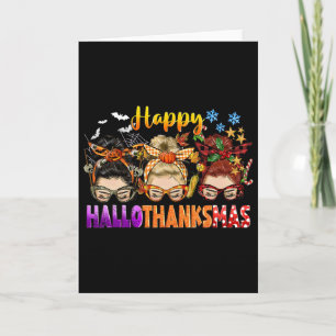 Messy Bun Halloween zu Weihnachten Frauen glücklic Karte