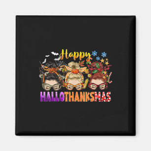 Messy Bun Halloween zu Weihnachten Frauen glücklic Magnet