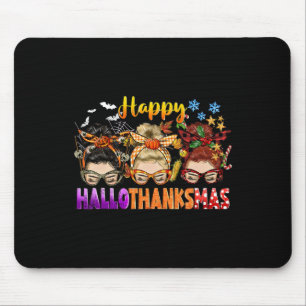 Messy Bun Halloween zu Weihnachten Frauen glücklic Mousepad