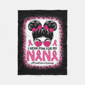 Messy Bun Ich trage Pink für meine Nana Brustkrebs Fleecedecke