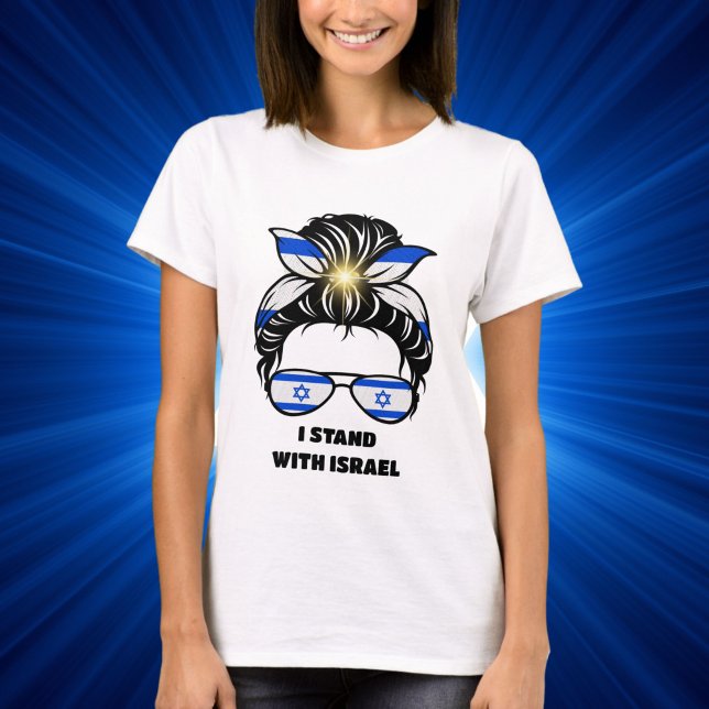 Messy Bun Jewish Stand mit Israel T-Shirt (Von Creator hochgeladen)